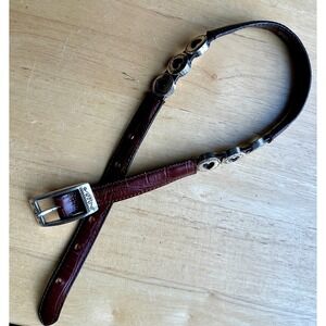 Brighton Kids C1607 Brown Croc Print Leather Belt 18-23 Inch Silver Heart Accent